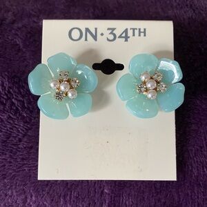 NWT On 34th Blue Floral Earrings